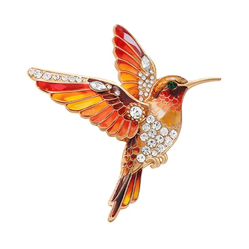 Hummingbird in Flight with Sparkling Wings Brooch original white background product photo