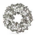 Rhinestone Flower Wreath with Pearl-Look Beads Brooch — Floral Wreath