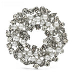 Rhinestone Flower Wreath with Pearl-Look Beads Brooch — Floral Wreath