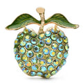Green Rhinestone Apple Brooch — Green Apple