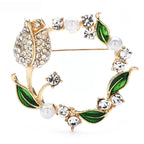 Tulip Wreath with Pearl-Look Accents Brooch — Tulip Wreath