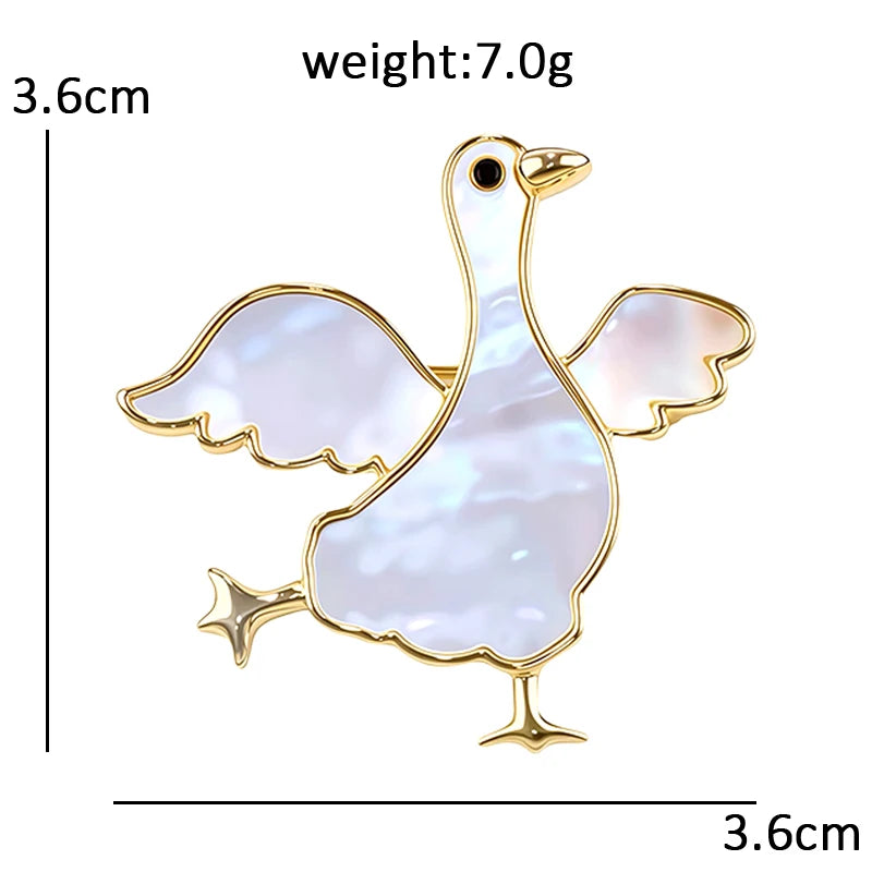 Dancing Goose with Pearlescent Finish Brooch