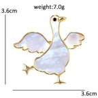 Dancing Goose with Pearlescent Finish Brooch