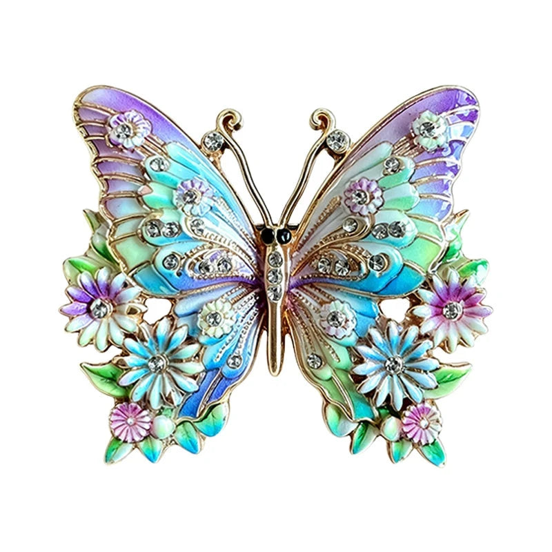 Butterfly with Flower-Trimmed Wings Brooch original white background product photo