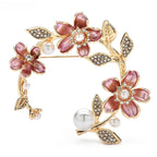 Enamel Flower Wreath with Pearl-Look Accent Brooch — Pink & Gold