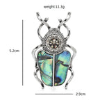 Natural Shell Beetle with Jeweled Head Brooch