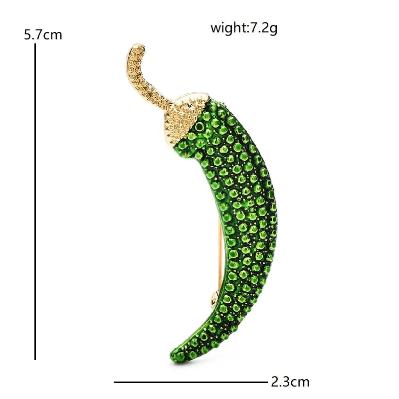 Rhinestone Chili Pepper Brooch — dimensions