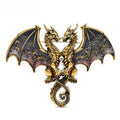 Enamel Twin Dragons with Patterned Wings Brooch — Red