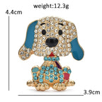 Jeweled Puppy with Enamel Ears Brooch — dimensions