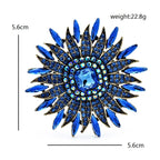 Radiant Rhinestone Sunburst Brooch — dimensions