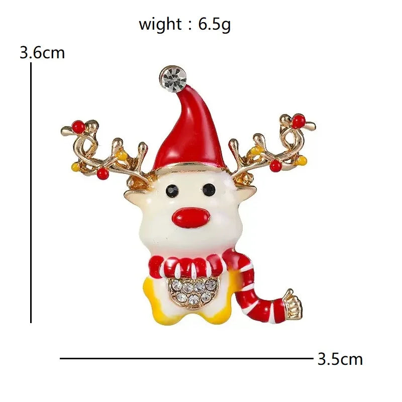 Enamel Christmas Reindeer with Scarf Brooch — dimensions