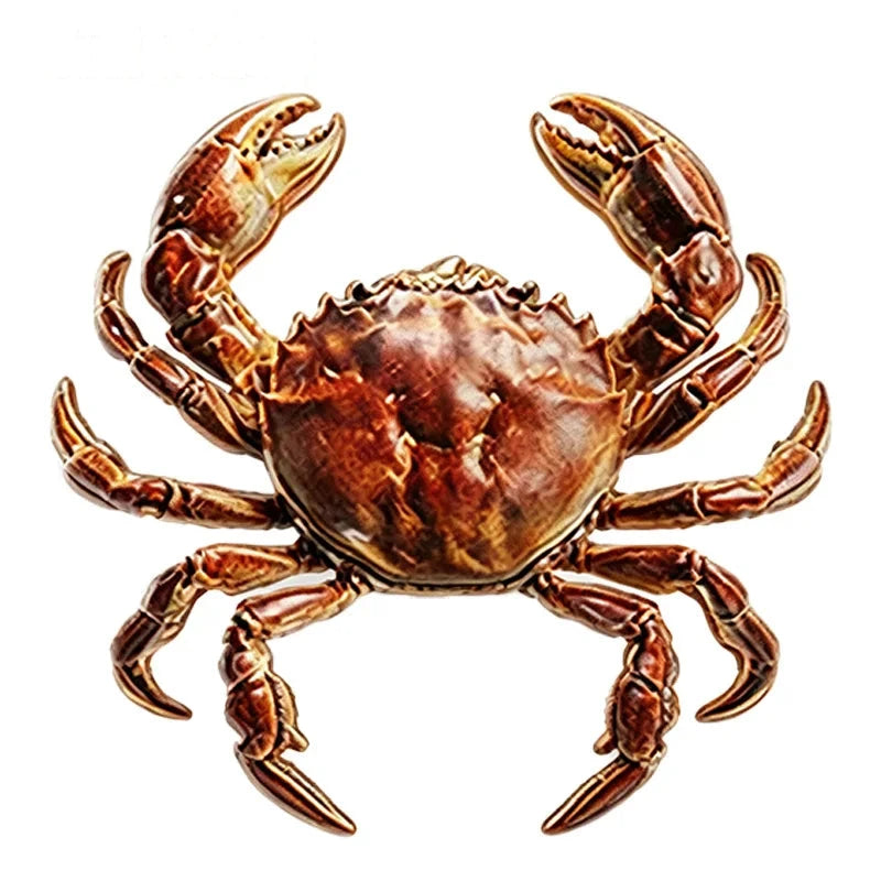Detailed Crab with Decorative Shell Brooch