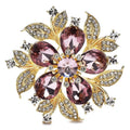 Five Petal Faceted Flower and Leaves Brooch original white background product photo