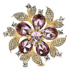 Five Petal Faceted Flower and Leaves Brooch original white background product photo