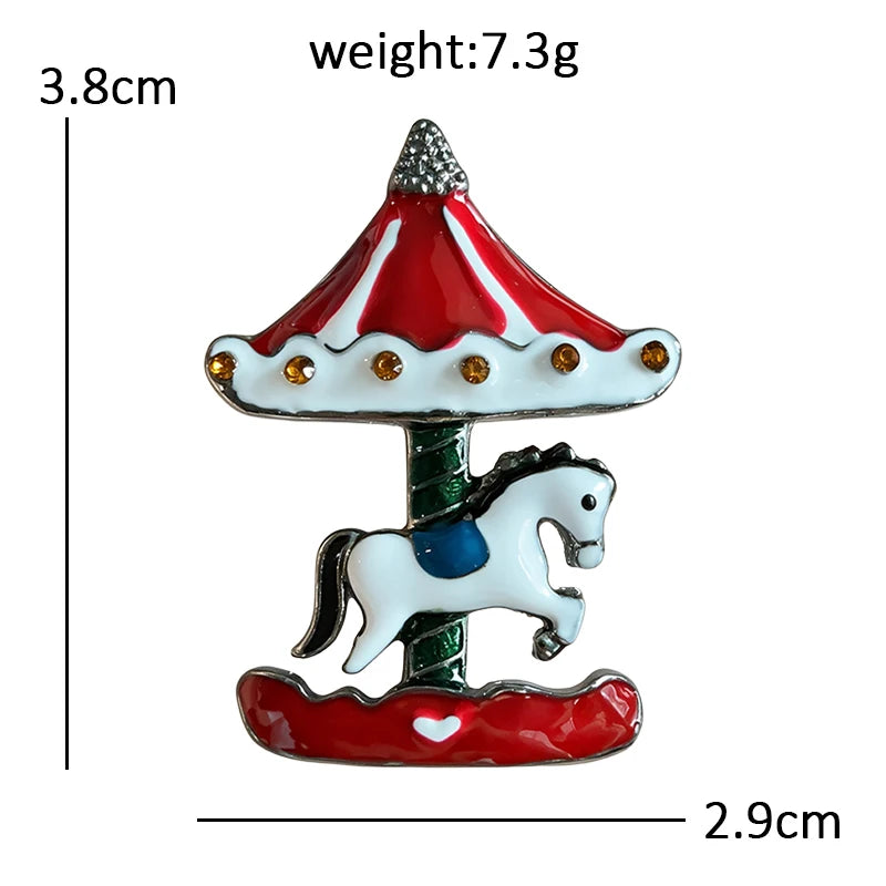 Miniature Carousel Horse Brooch