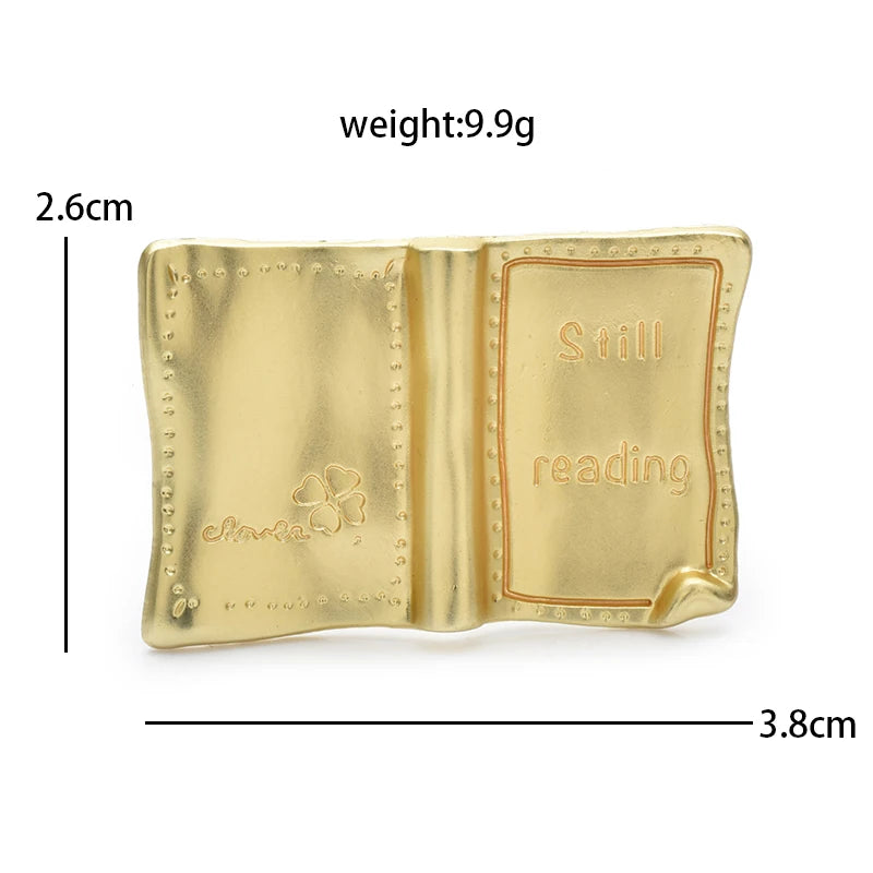 Textured Open Book Brooch — dimensions