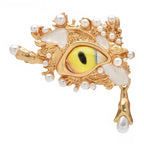 Surreal Yellow Eye with Pearl-Look and Teardrop Accents Brooch original variant product photo