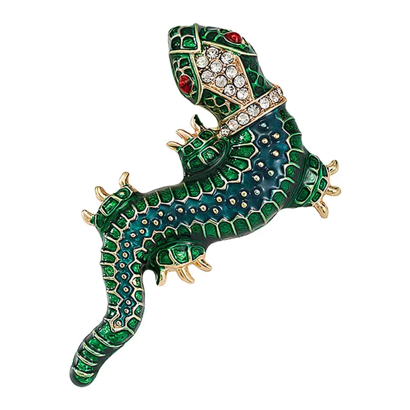 Curving Gecko with Patterned Body Brooch original white background product photo