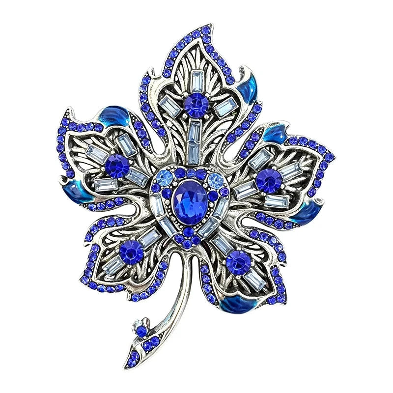 Vintage Baguette Faceted Maple Leaf Brooch original white background product photo