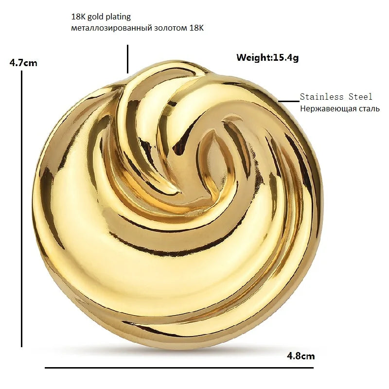 Polished Spiral Knot Stainless Steel Brooch — dimensions