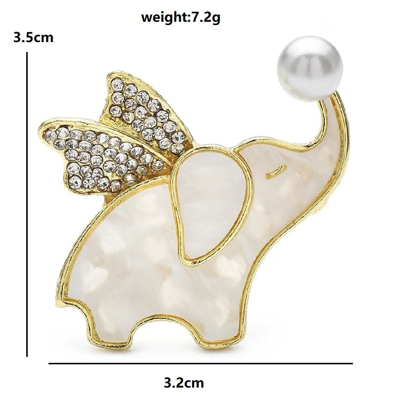 Winged Elephant with Pearl-Look Body Brooch — dimensions