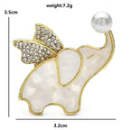 Winged Elephant with Pearl-Look Body Brooch — dimensions