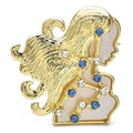 Virgo Maiden with Blue Star Accents Brooch — Gold