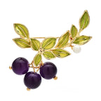 Blueberry Trio on a Leafy Branch Brooch original white background product photo