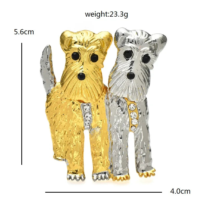 Two-Tone Terrier Pair Brooch