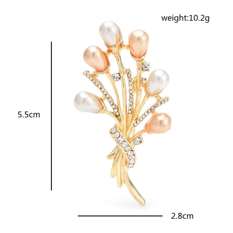 Pearl-Look Flower Bud Bouquet Brooch