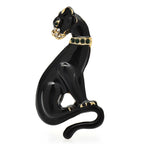 Black Enamel Panther Brooch