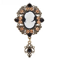 Vintage-Style Cameo Portrait with Pendant Brooch — Black & White