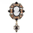 Vintage-Style Cameo Portrait with Pendant Brooch — Black & White