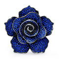 Spiral Rhinestone Rose Brooch — Blue