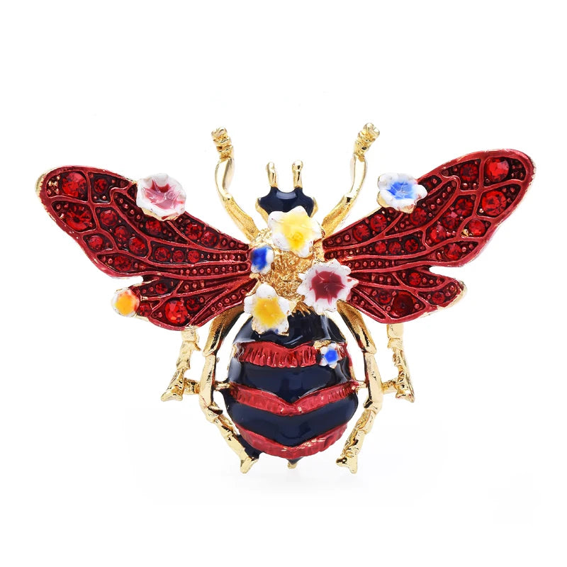 Colorful Enamel Jeweled Bee Brooch