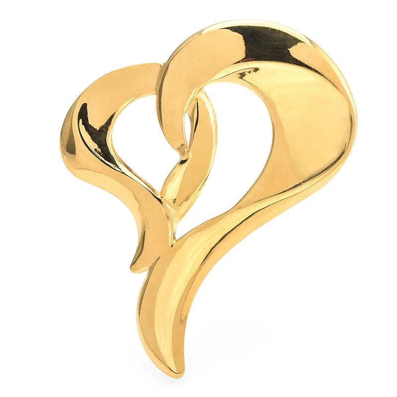 Sculptural Interlocking Hearts Brooch