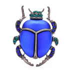 Jeweled Enamel Beetle Brooch — Blue