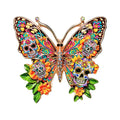 Floral Sugar Skull Butterfly Brooch original white background product photo