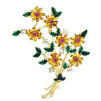 Jeweled Flower Bouquet Brooch — Gold