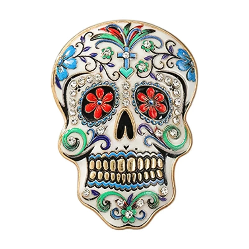 Floral Sugar Skull Sparkle Brooch original white background product photo