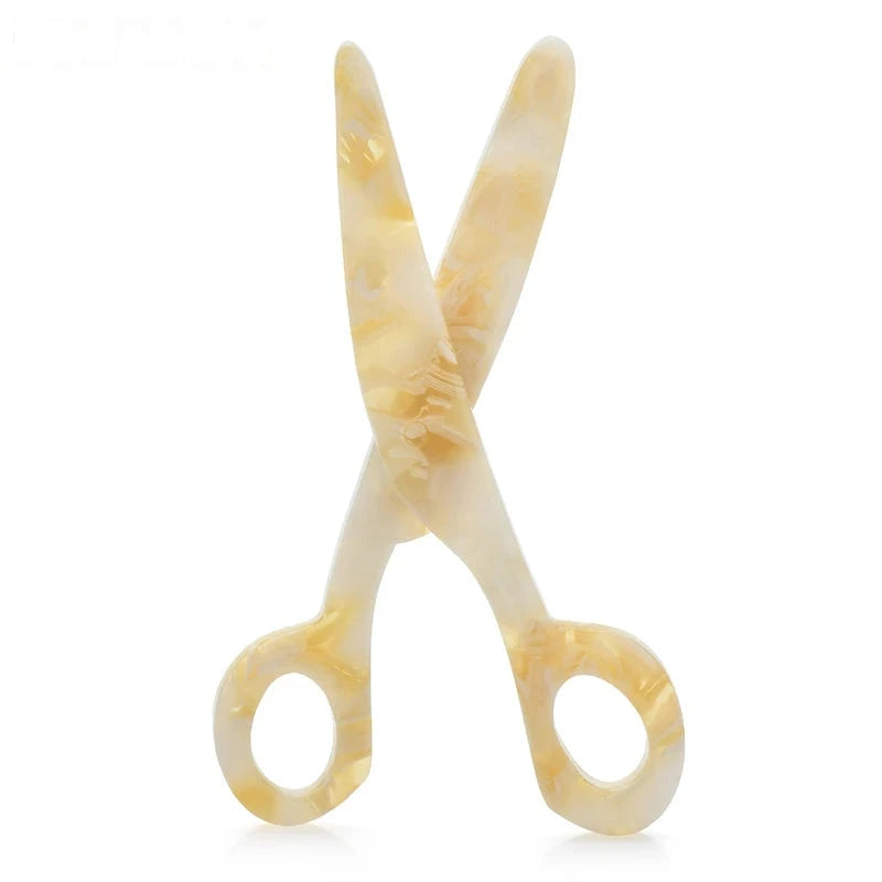 Acrylic Rainbow Scissors Brooch — Pearl White