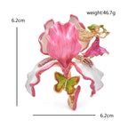 Sculpted Enamel Iris Flower Brooch