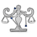 Libra Zodiac with Blue Star Accents Brooch — Silver