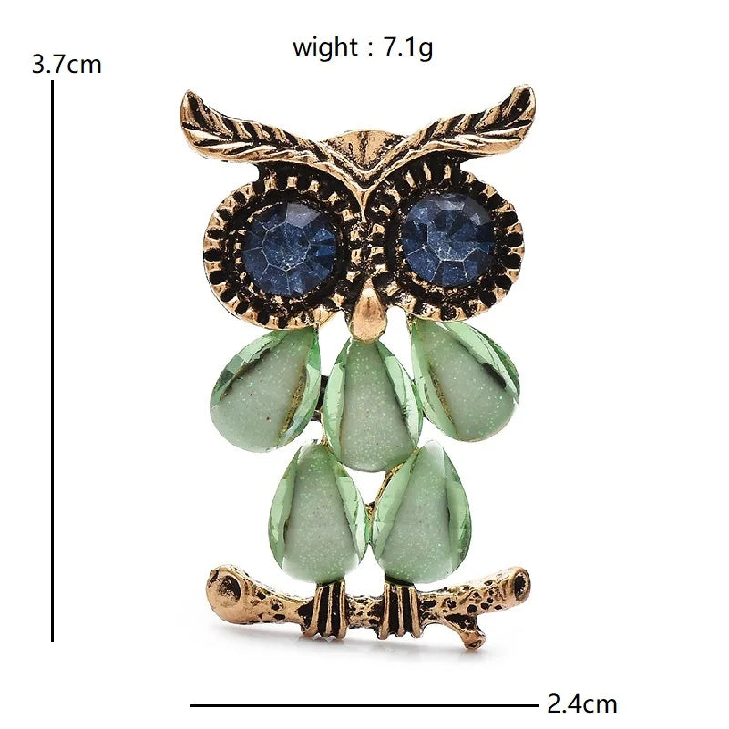 Vintage-Style Owl with Teardrop Feather Body Brooch dimensions and weight