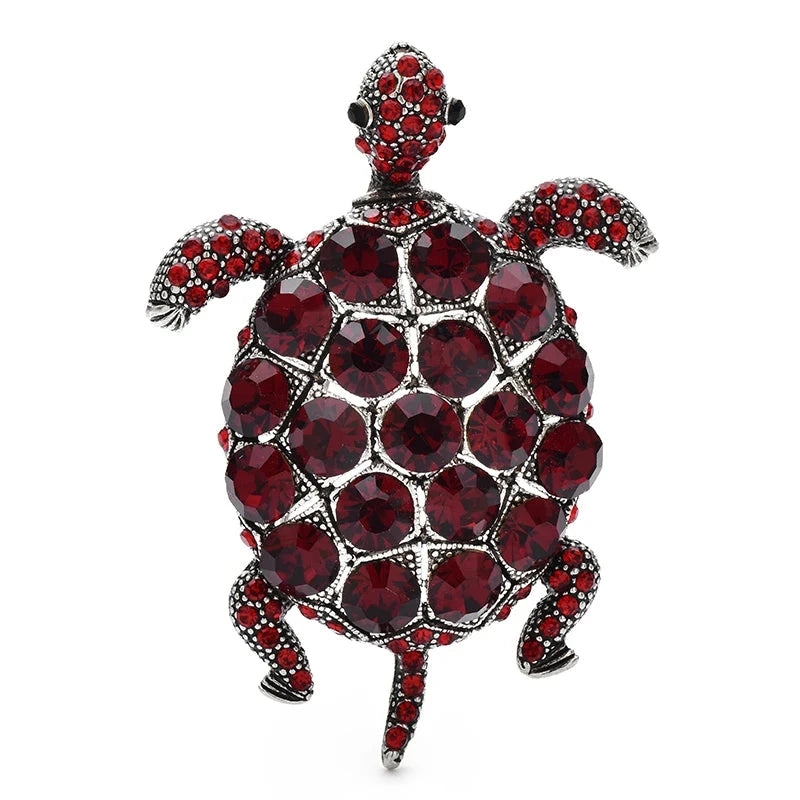 Jeweled Sea Turtle Brooch — Red