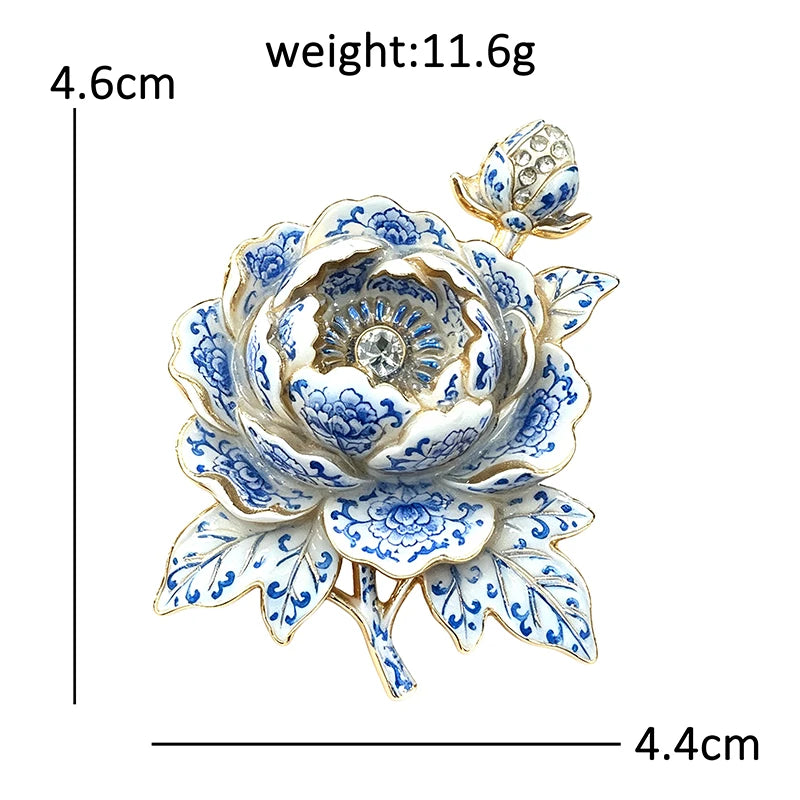 Layered Peony with Bud Brooch