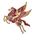 Jeweled Enamel Pegasus Brooch — Pink