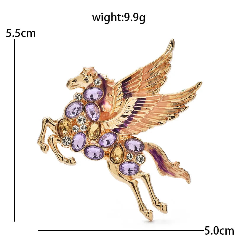 Jeweled Enamel Pegasus Brooch — dimensions