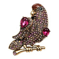 Vintage Rhinestone Parrot on Branch Brooch original white background product photo