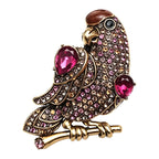 Vintage Rhinestone Parrot on Branch Brooch original white background product photo